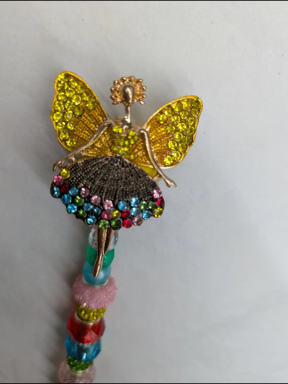 HandMade Fairy Wand/Plant/Garden Stake W/SparklyMulticolored Fairy-Ballerina Top